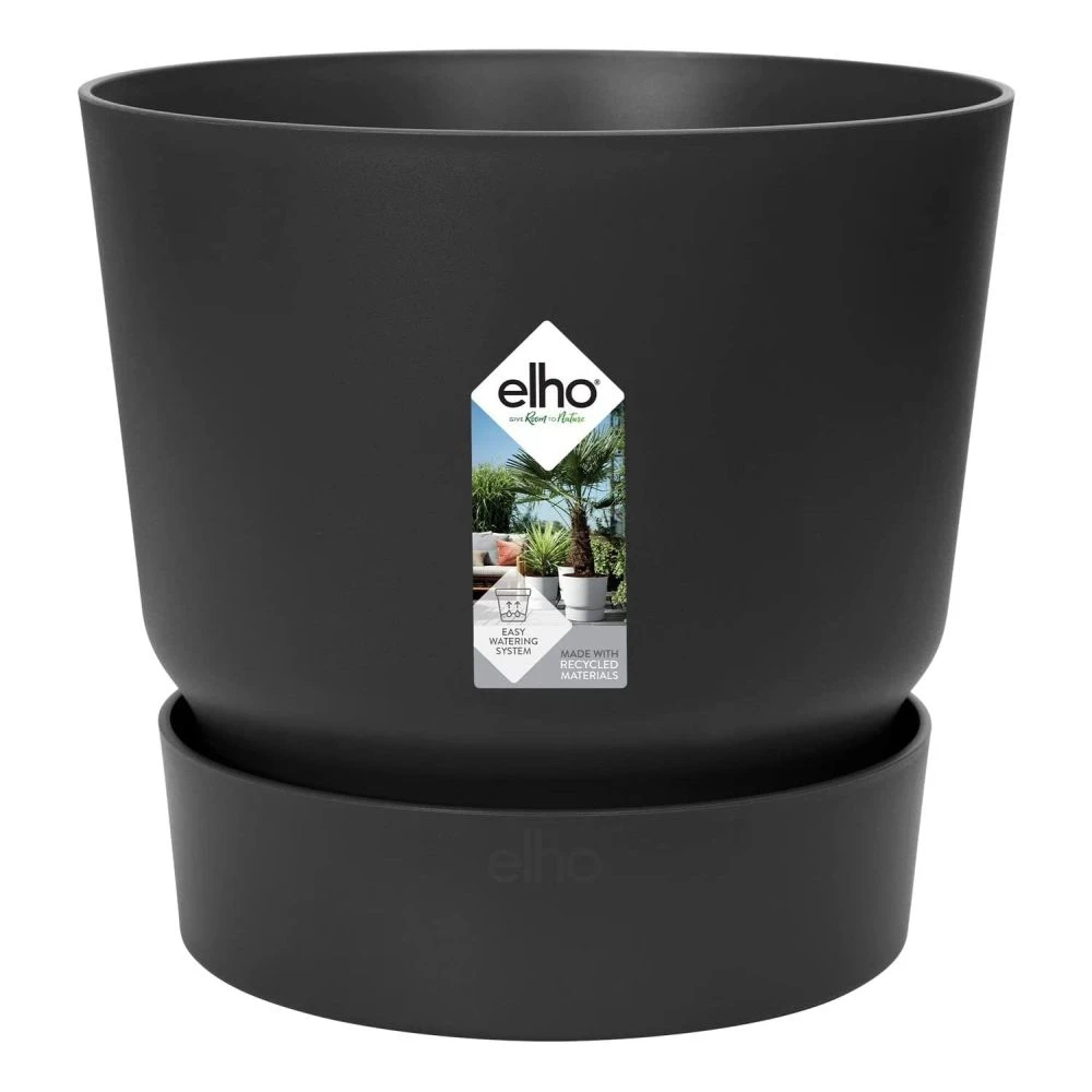 Elho 25cm Living Black Greenville Round Planter 3 Elho 25cm Living Black Greenville Round Planter