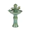 Lumineo 67cm Green Ceramic Two-Tier Bird Basin Water Fountain -Garden Care Store 8720093393330